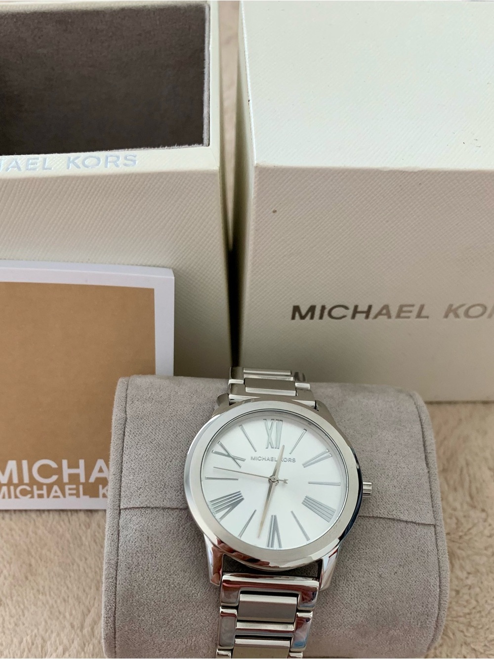 Michael Kors Silver Women’s  Stainless Steel Bracelet Watch with White Dial